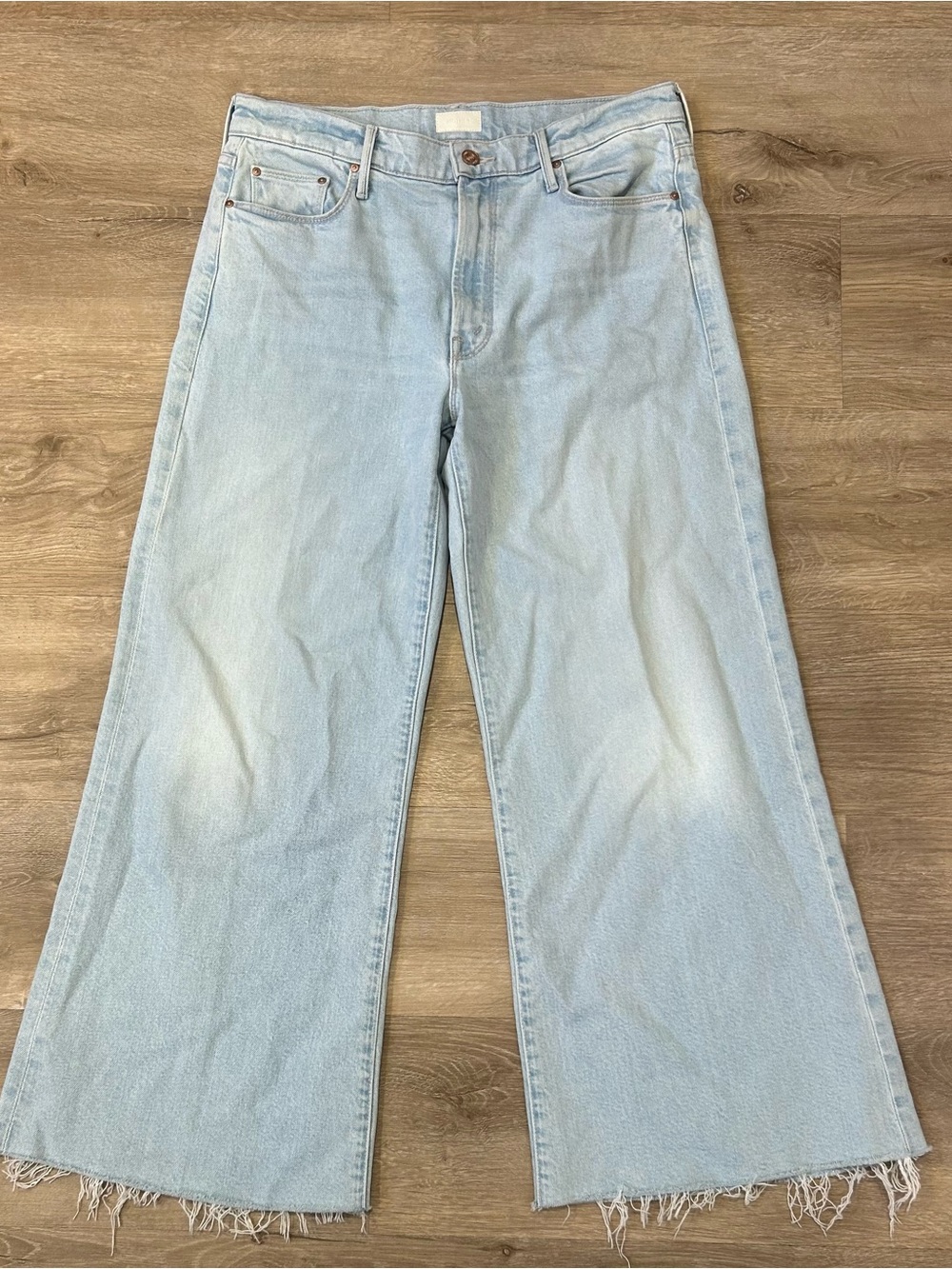 MOTHER Light Wash Wide-Leg Jeans